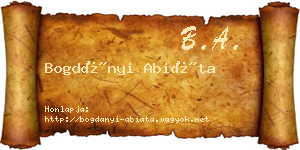 Bogdányi Abiáta névjegykártya